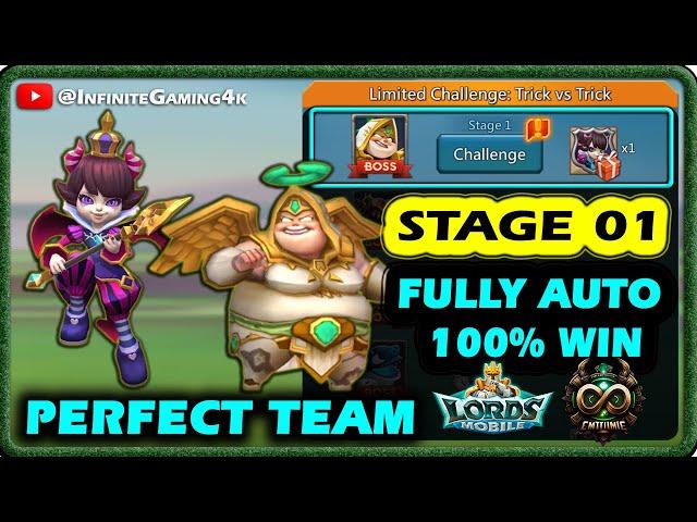 Lords Mobile Limited Challenge Trick vs Trick Stage 1 Fully Auto|Petite Devil Stage 1 Auto 2024