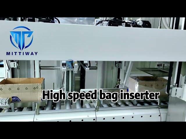 High speed bag inserter with max speed of 20pcs/.min.