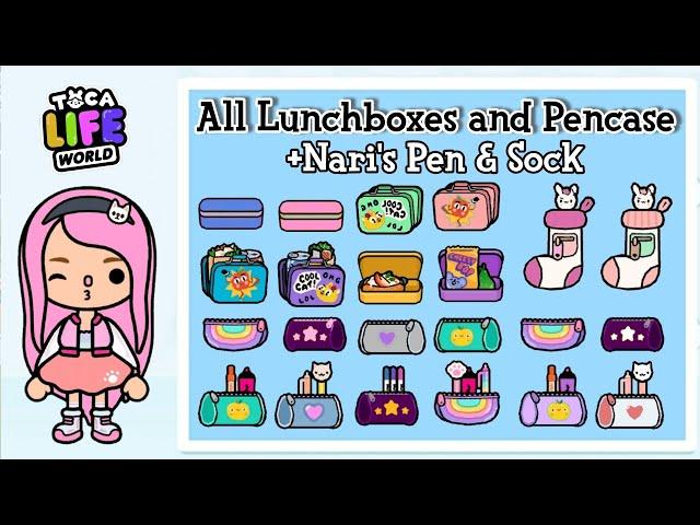 ALL LUNCHBOXES and PENCASES +NARI'S PEN and SOCK in TOCA LIFE WORLD | Toca Boca | NecoLawPie