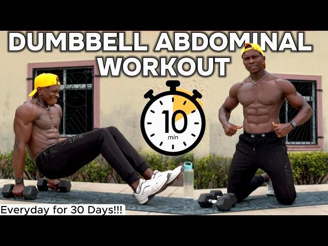 30 DAYS; 10 Mins DUMBBELL FULL ABS WORKOUT AT HOME (CORE Strengthening Exercises)