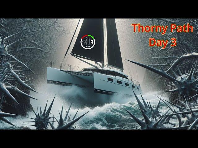 #241 Solo Sail - Thorny Path brakes the boat | Sailing Sisu Leopard 45 Catamaran Circumnavigating