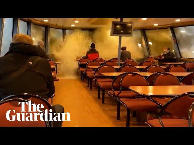 Huge wave shatters ferry window as Storm Ylenia batters Germany