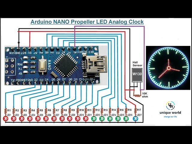 how to make Propeller LED Pendulum Clock, using Arduino NANO,