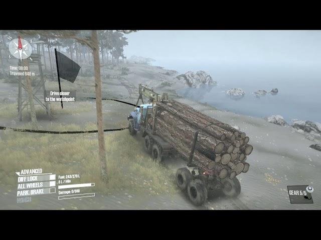 Spintires: Mudrunner - Ural-432010 transporting logs