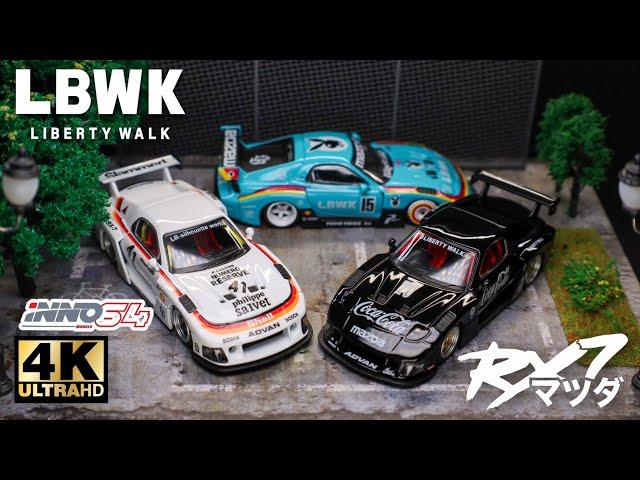 Inno64 1:64 - LBWK x Mazda RX-7 (FC3S) Black and White l Cinema Shot 4K Die-cast