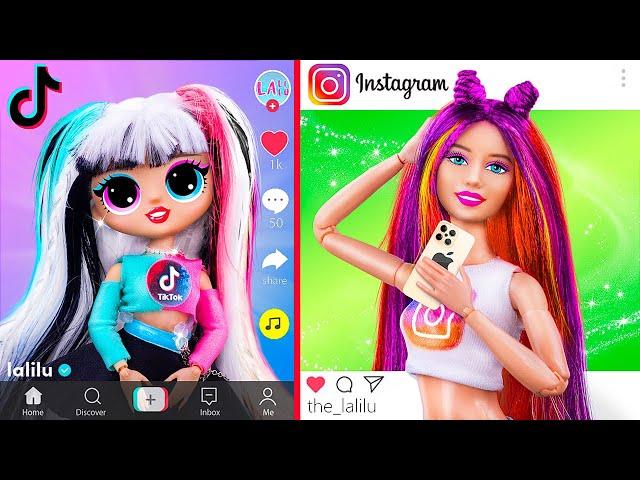 TikTok vs Instagram / 10 Doll DIYs