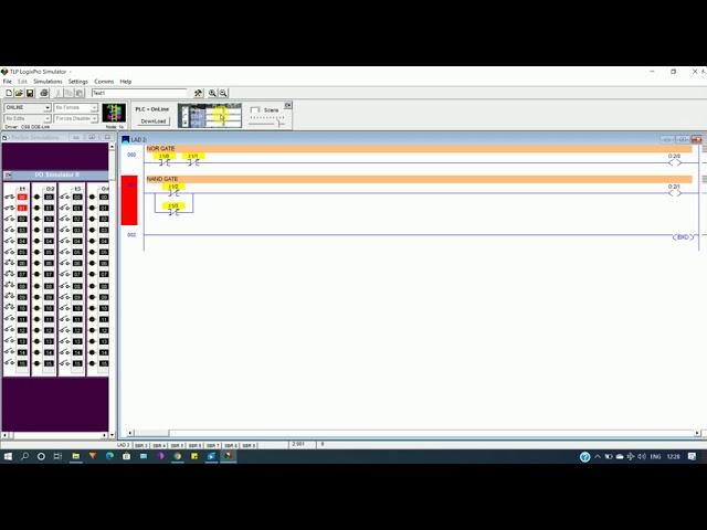 PLC Programming: NOR and NAND gate ladder logic diagram