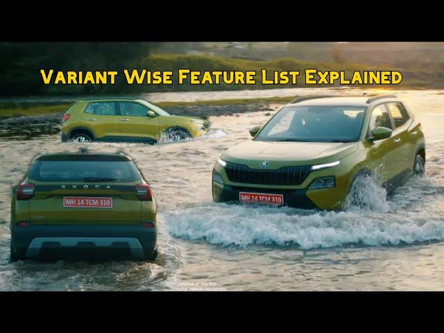 Skoda Kylaq Variant Wise Feature List Explained - Starts At 7.90 Lakhs - 1.0 TSI Petrol Engine