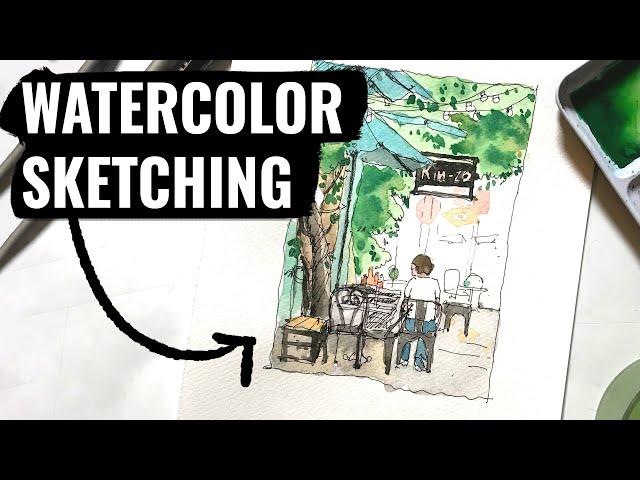 Urban Sketching With Watercolor (step by step tutorial)