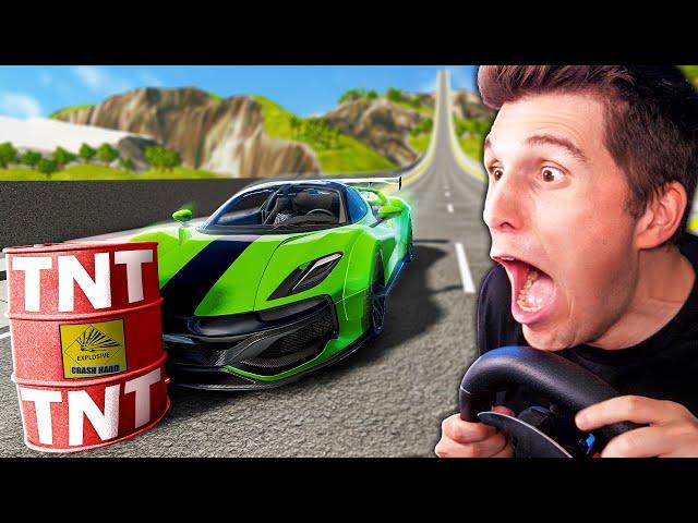 TNT vs. AUTO! Wer fliegt am weitesten? | BeamNG