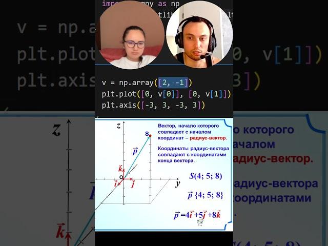 Линейная алгебра для Data Science: Радиус-Вектор в NumPy #python #numpy #datascience #shorts