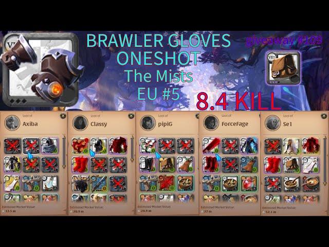 ONESHOT BRAWLER GLOVES The Mists | 8.4 KILL | EU #5 | Albion online - 8.3 giveaway