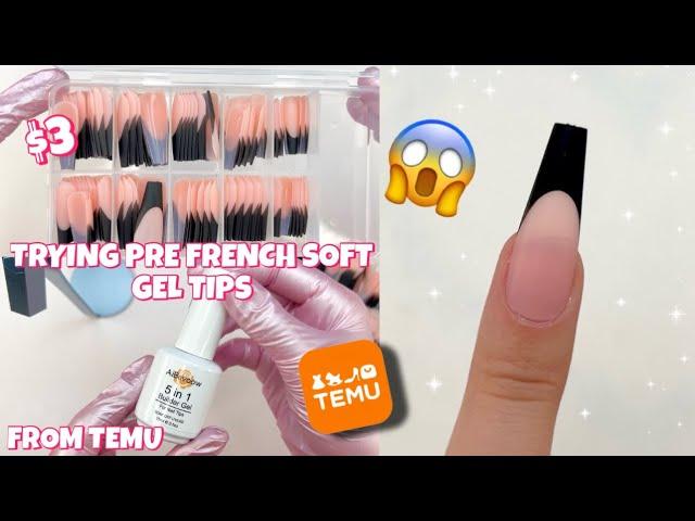 TRYING PRE COLORED FRENCH TIP FULL COVER SOFT GEL NAIL TIPS FROM TEMU | EASIEST FRENCH TIP NAILS