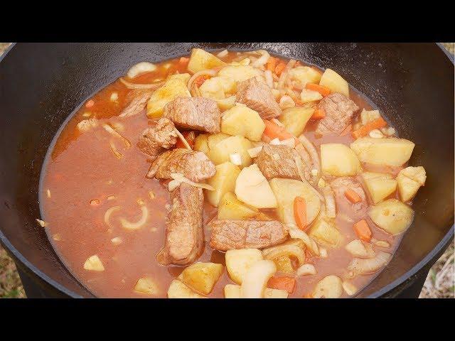 Тушеная картошка с мясом в казане