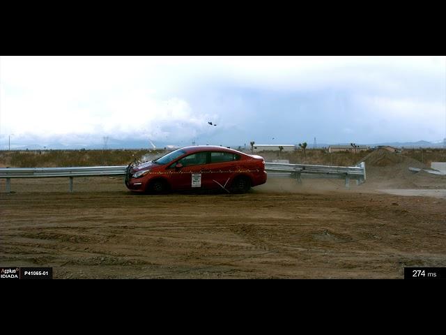 MATT Median Guardrail Crash Test 3-34 with Small Car