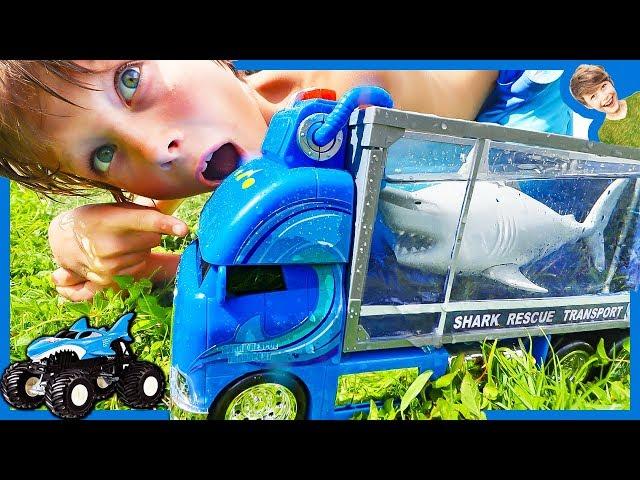 MONSTER TRUCK SHARK ATTACK RESCUE!