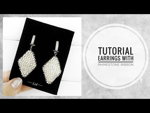 #МК - Серьги Ромбы со стразовой лентой | #Tutorial - Diamond earrings with rhinestone ribbon