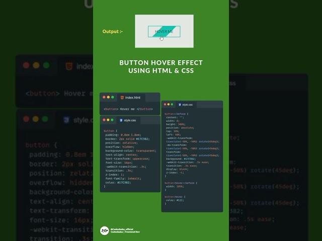 Button Hover Effect - Using HTML & CSS #hover #hovereffect #buttons #html #css #codexbaba