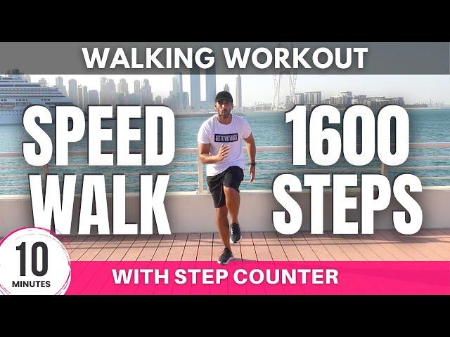 10 minute Speed Walking Workout | Fast walk at home