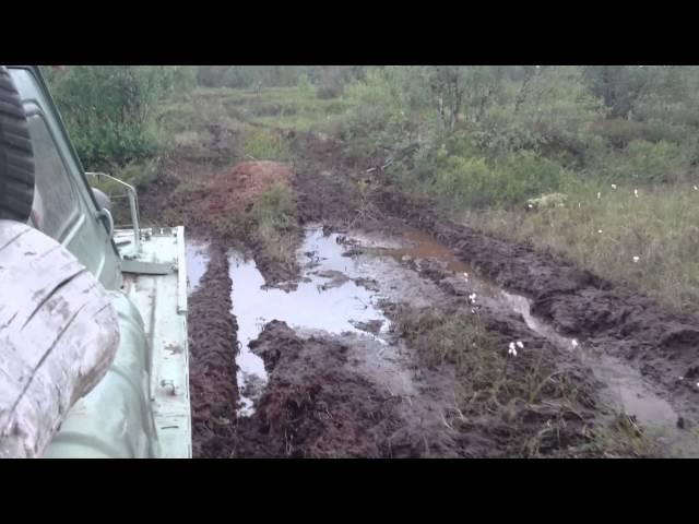 Russia - through tundra on Kola peninsusla with crawler terrain vehicle GAZ-71