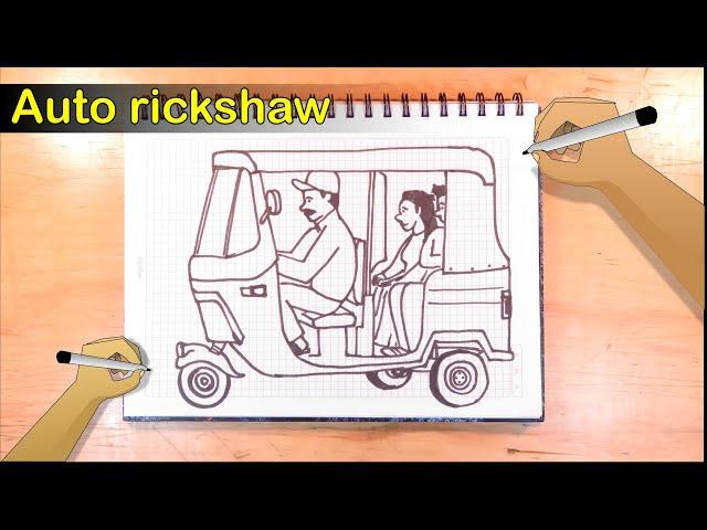 How to draw a Auto Rickshaw easy