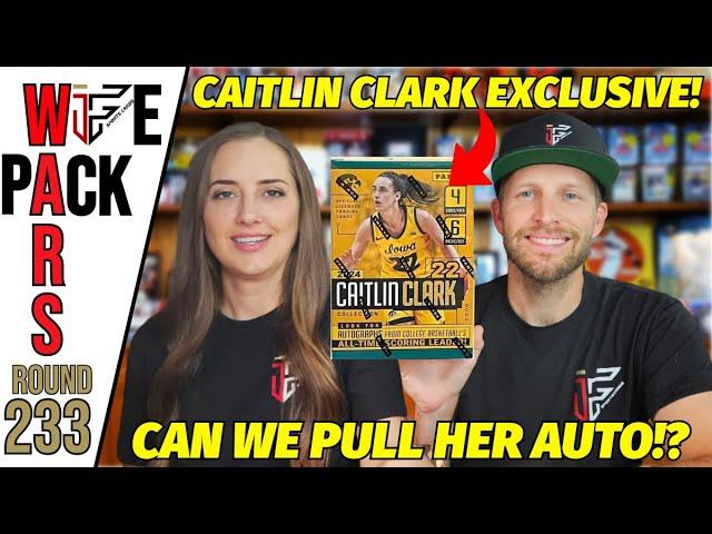 PULLING OUR FIRST CAITLIN CLARK CARDS! | WIFE PACK WARS - ROUND 233 | 2024 CAITLIN CLARK BLASTER BOX