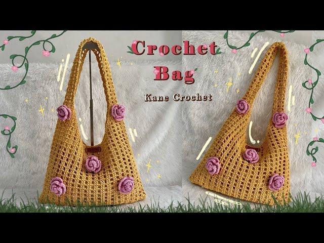 CROCHET BAG  Crochet Mesh Tote Bag Tutorial  Crochet Net Bag  Valentines Day Crochet