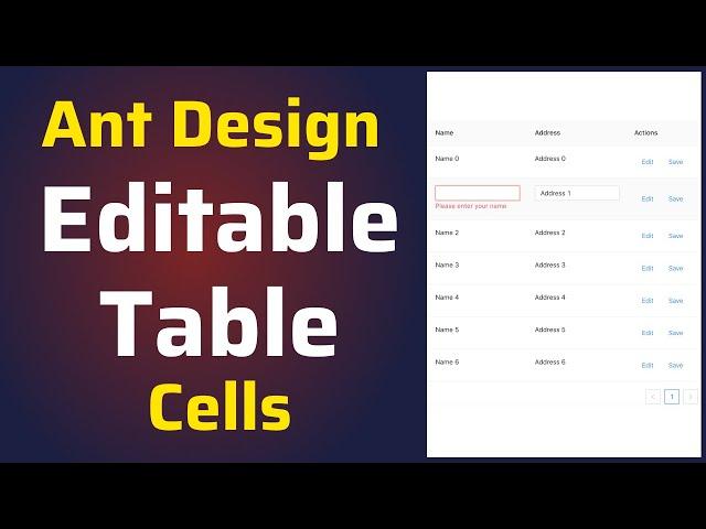 Ant Design Editable Table Cells | Validate and Edit Data within Table Cells | ReactJS Tutorial