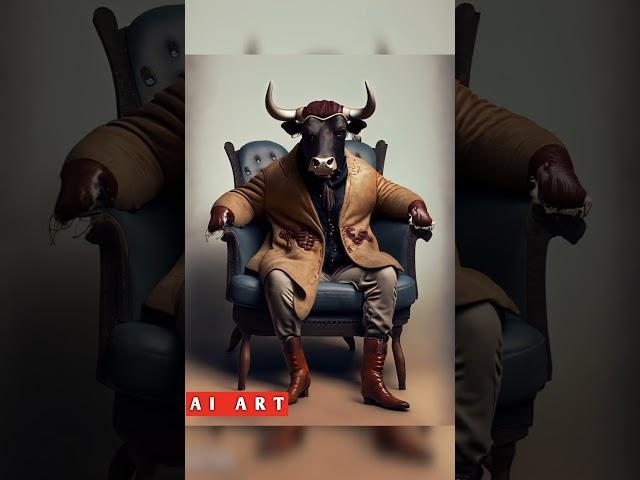 Ai Generated Bull stylish Sitting Dressing sense || Ai Bull Pictures #ai #shorts #shortvideo