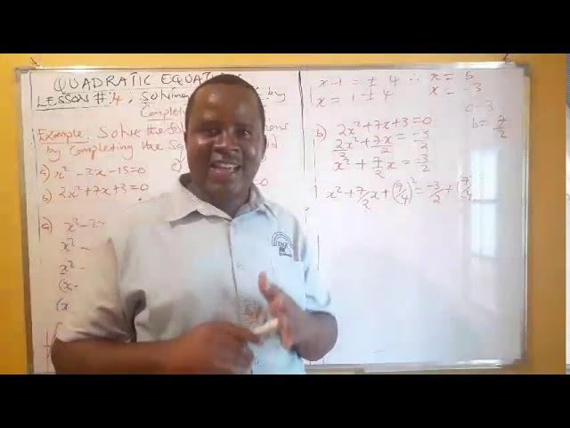 Quadratic equations by completing the square method