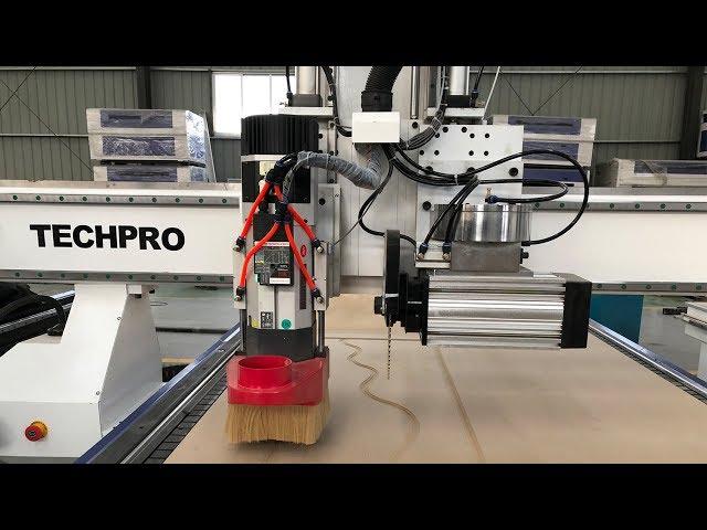 China Linear ATC CNC Wood Router with Saw Cutting Operational video