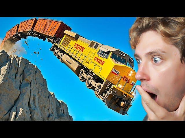 Reacting To TRAINS vs CLIFF Crashes