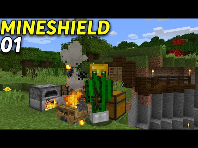 MINESHIELD #1 САМОЕ НАЧАЛО ВЫЖИВАНИЯ В МАЙНКРАФТ