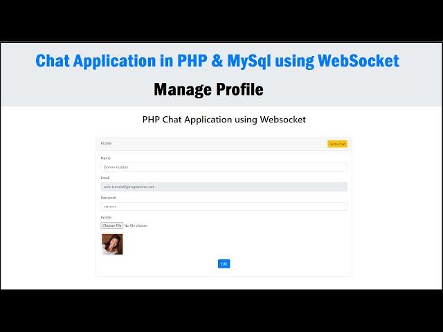 Chat Application in PHP & MySql using WebSocket - Manage Profile