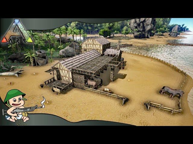 Ark - How to Build Medieval B&B With Horse Stables (Primitive Plus Mod, Building Montage)