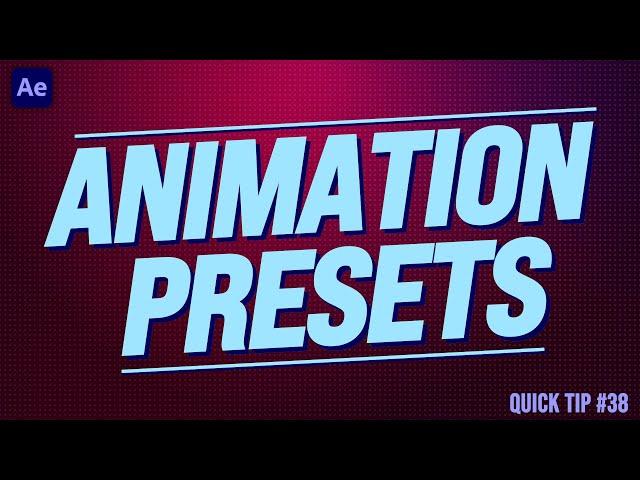 SAVE After Effects ANIMATION PRESETS in 2 MINUTES! - Adobe Tutorial