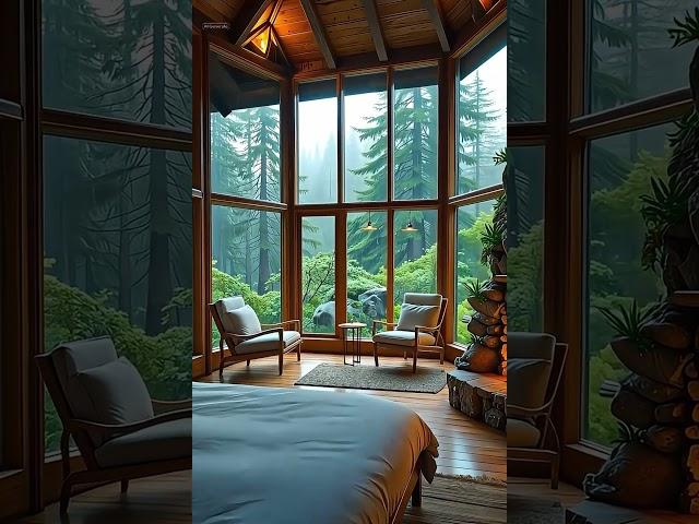 Relaxing in a Luxury Wooden Cabin ️ | Forest Rain Sounds & Cozy Lesnoy Vibes #cabininthewoods