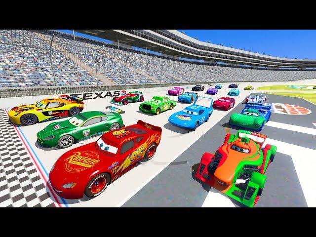 Race Crazy Cars Speedway Texas - McQueen vs Friends Dale Jr The King Francesco Bernoulli