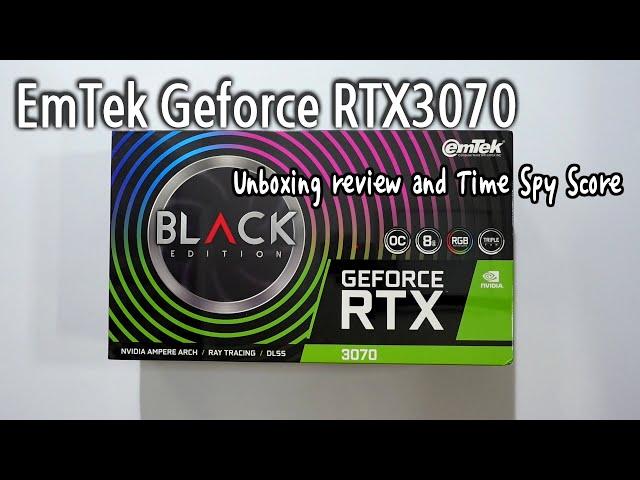 Emtek Geforce RTX 3070 BLACK EDITION OC D6 8GB unboxing review Time Spy score 그래픽카드 교체 설치 언박싱 리뷰