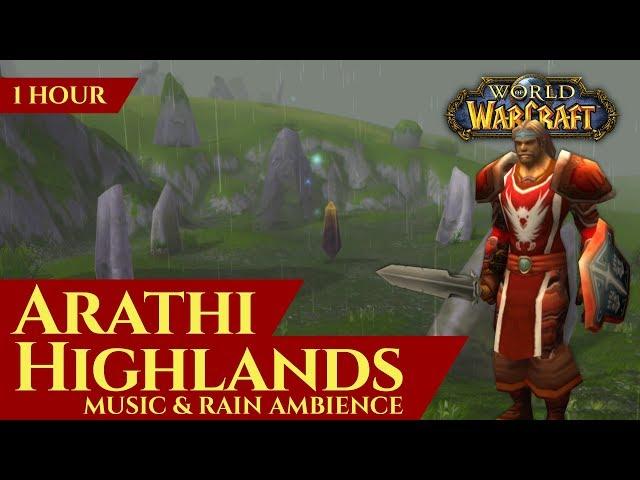 Arathi Highlands- Music & Rain Ambience (1 hour, 4K, World of Warcraft Vanilla)