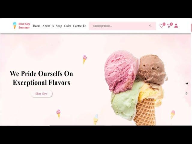 Multipages ice-cream shop website using html css js php & mysql from scratch admin panel part two