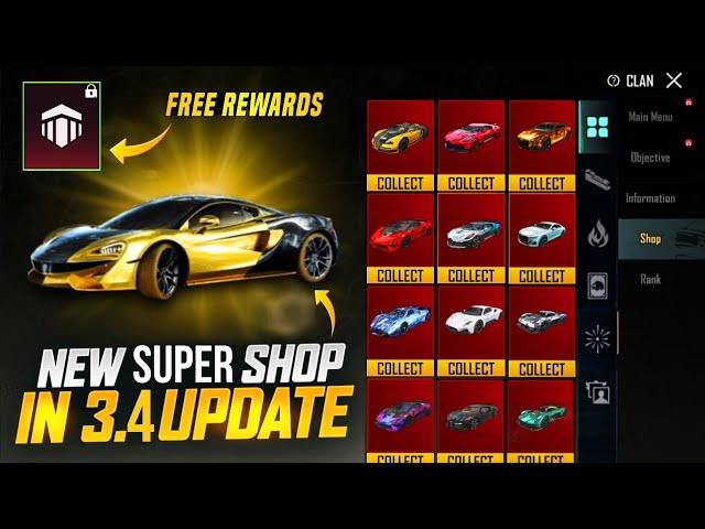  Free Material & Emblem In Vehicle Shop  | 3.4 Update Achievement | Biggest Super Cars Shop | PUBGM