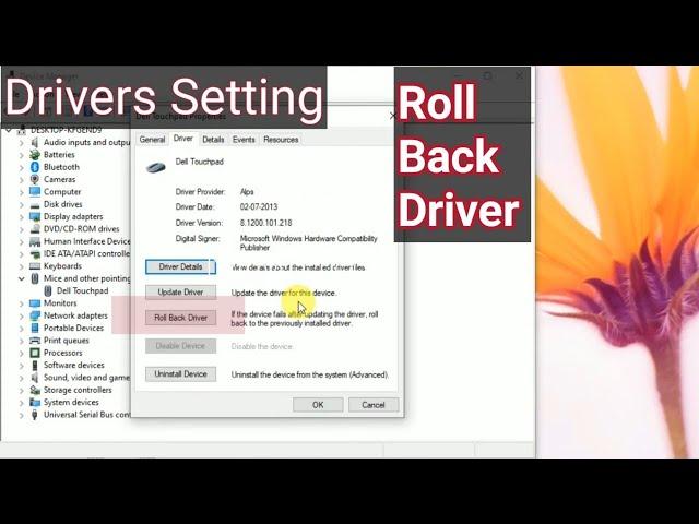 How To Change Driver Setting as "Roll Back Driver" for get Previous version of Driver in Windows 10