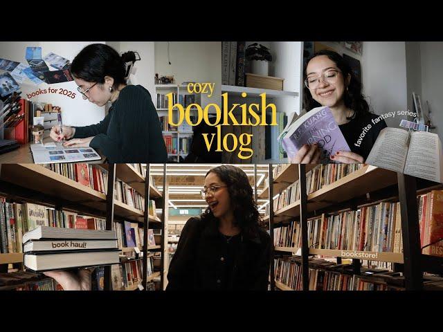 cozy bookish vlog: bookstore date, library haul, top 10 books for 2025 & the burning god