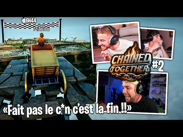 Après 6h30, Michou nous fait tomber au dernier obstacle sur Chained Together...