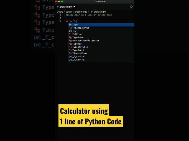 Calculator using 1 line of python code #shorts #coding #programming