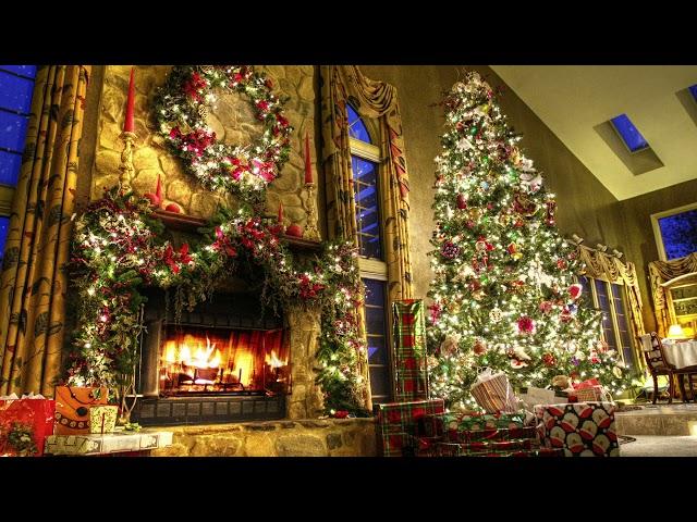 Beautiful Relaxing Christmas Music  Crackling Fireplace SoundsChristmas Ambience.