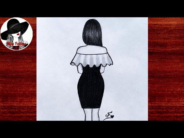 Easy girl backside drawing | Girl drawing step by step | Pencil drawing tutorial