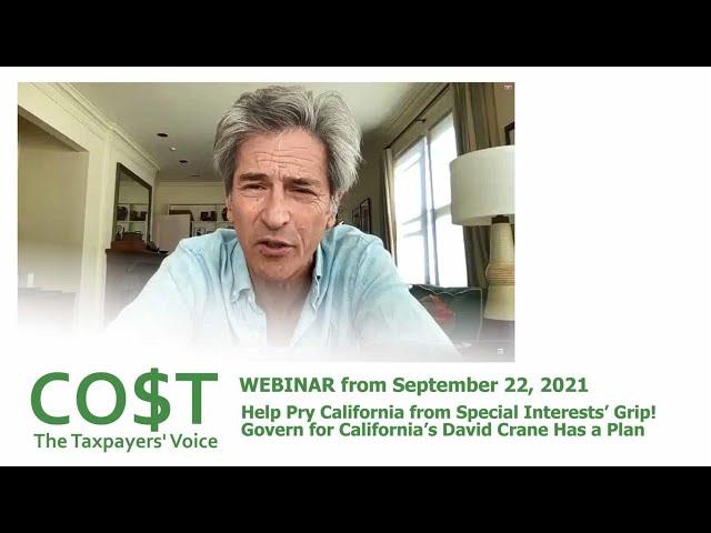 CO$T Webinar with David Crane Sept 22 2021