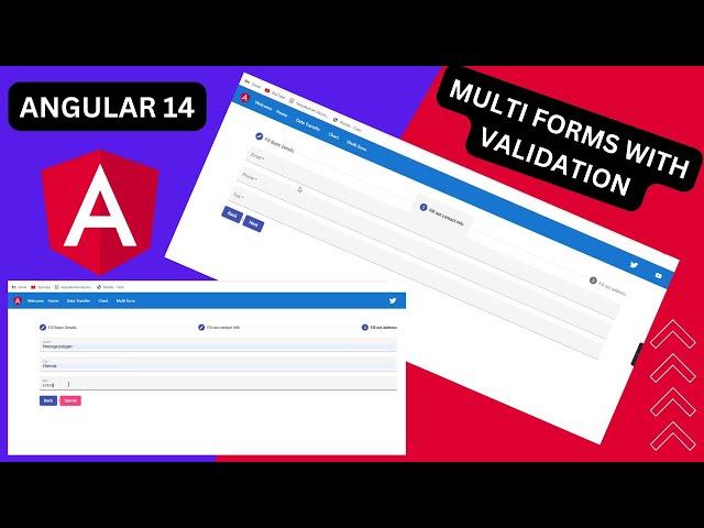 Multi Forms in angular with validation | Angular Reactive forms example | Material UI Stepper